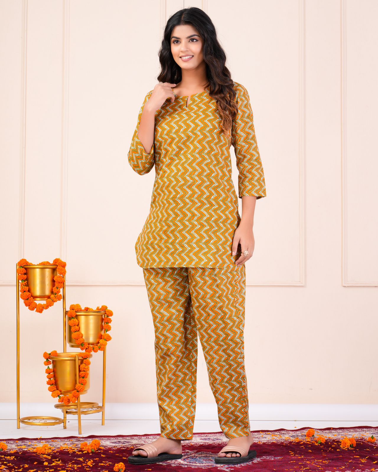 cotton printed night suit set