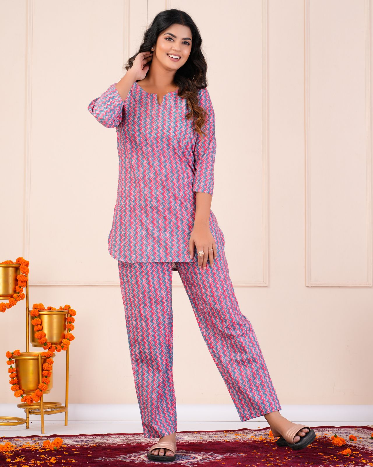 cotton printed night suit set