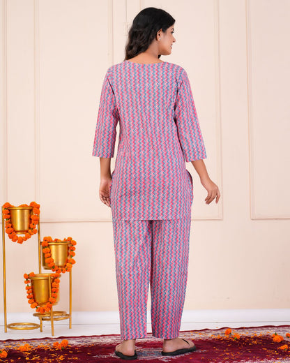 cotton printed night suit set