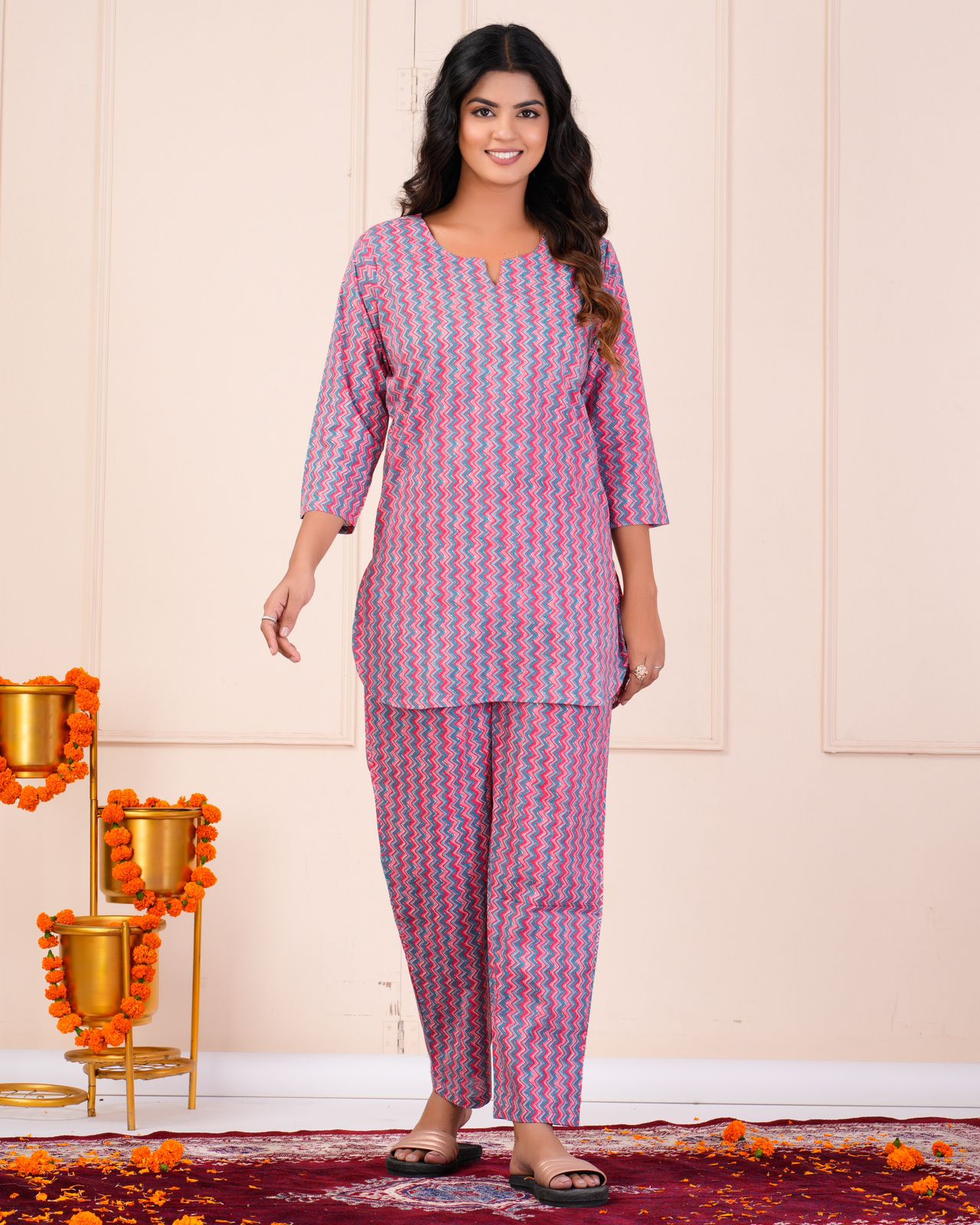 cotton printed night suit set