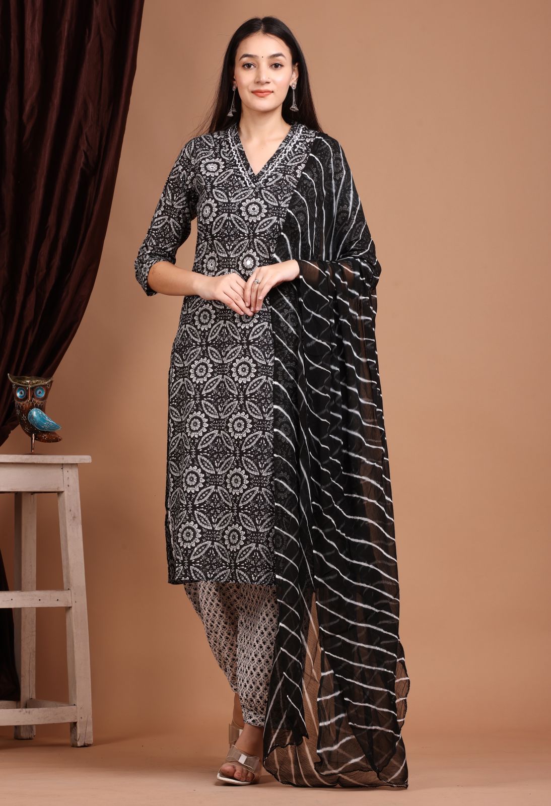 hand block printed kurta set with dupatta