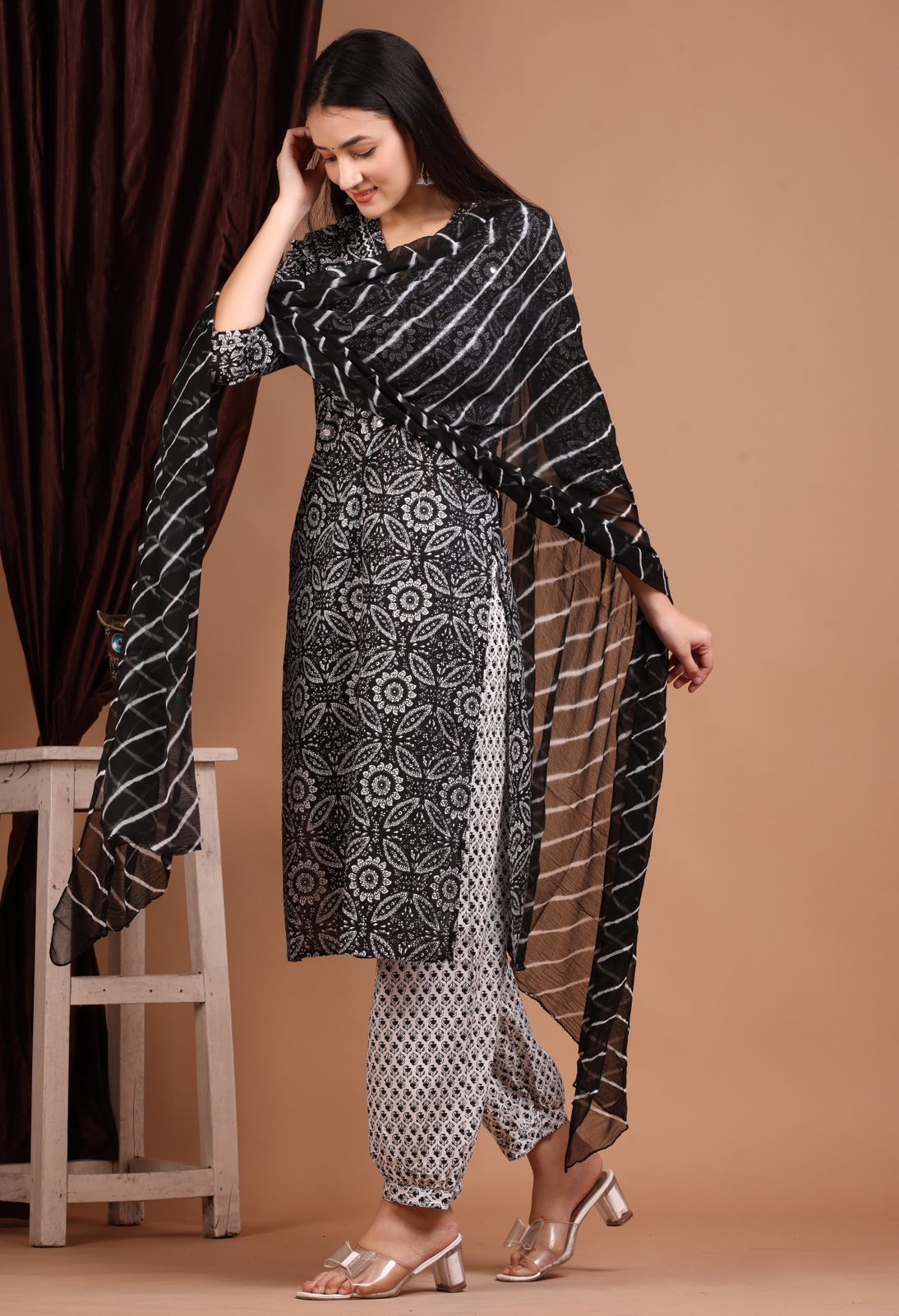 hand block printed kurta set with dupatta