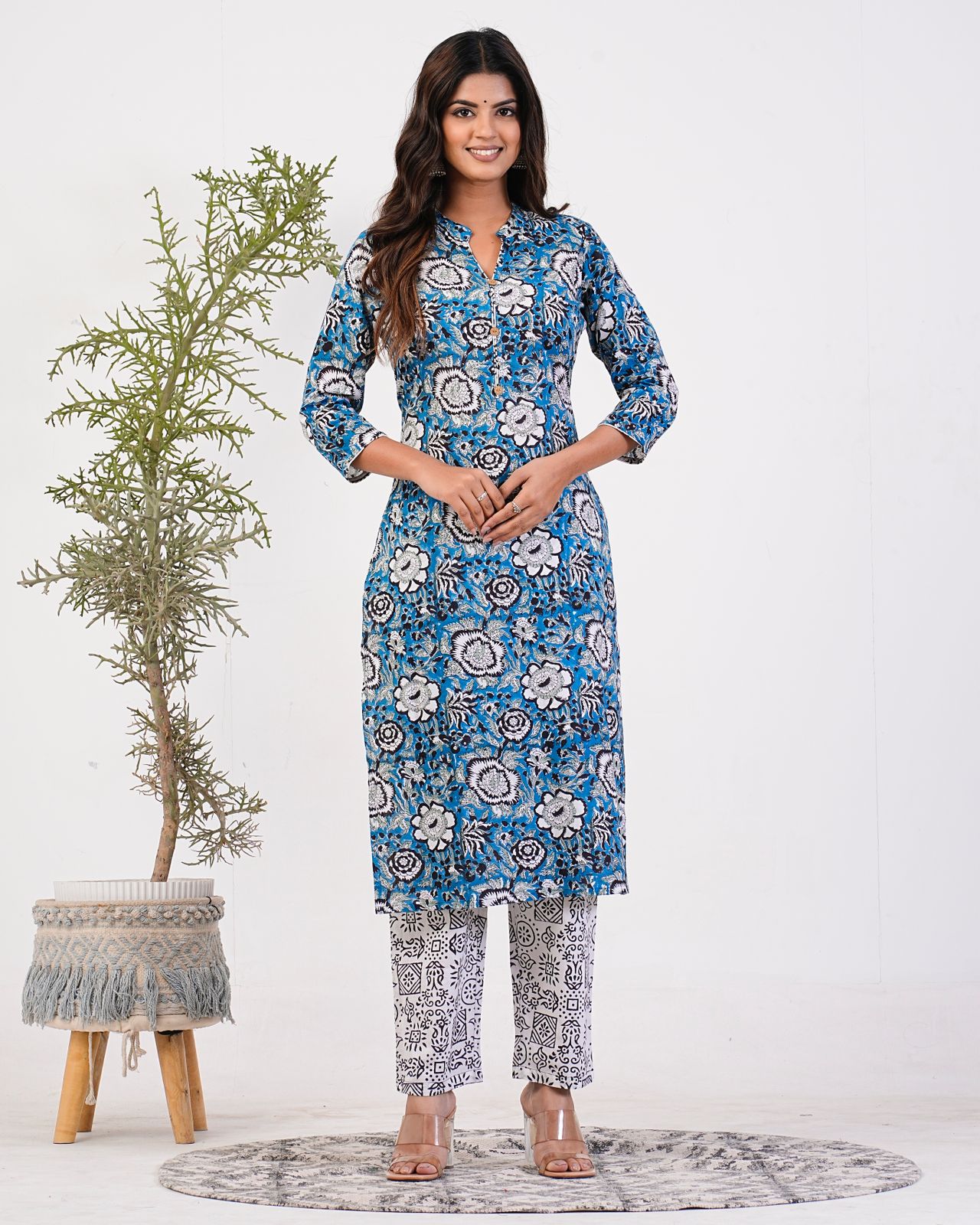 hand block printed kurta set with dupatta