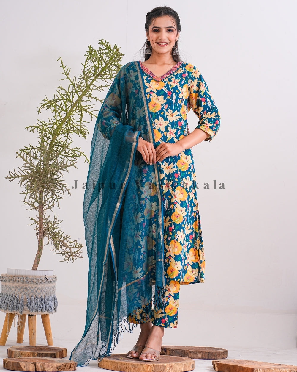 Oceanic Oasis Kota Doriya Dupatta Suit