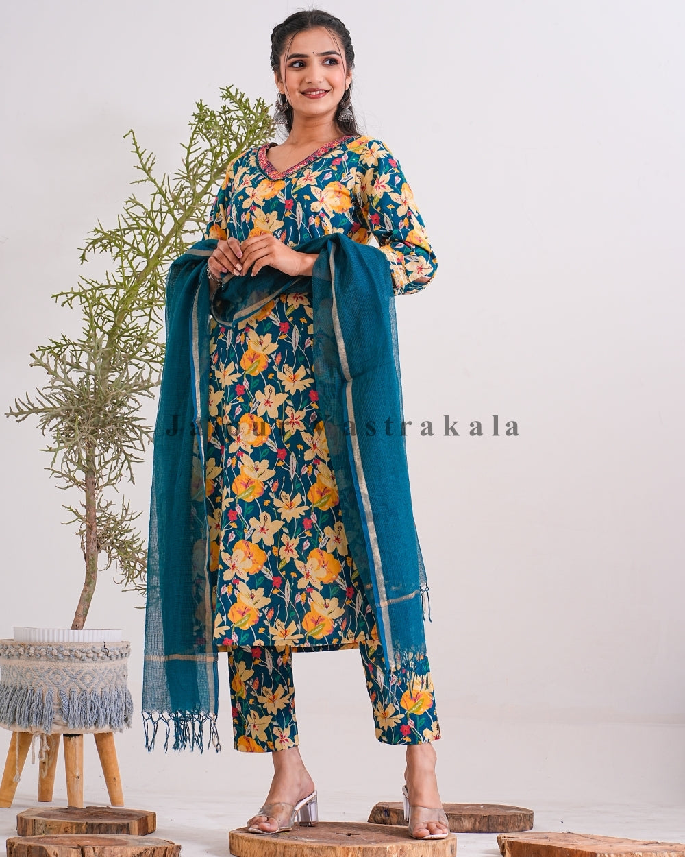 Oceanic Oasis Kota Doriya Dupatta Suit