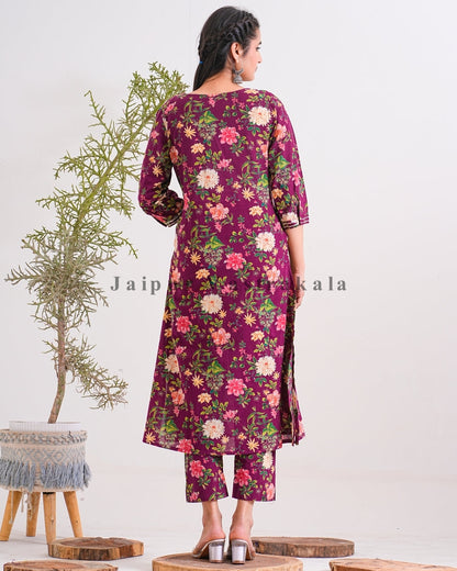 Maroon Flora Retreatl Kota Doriya Dupatta Suit