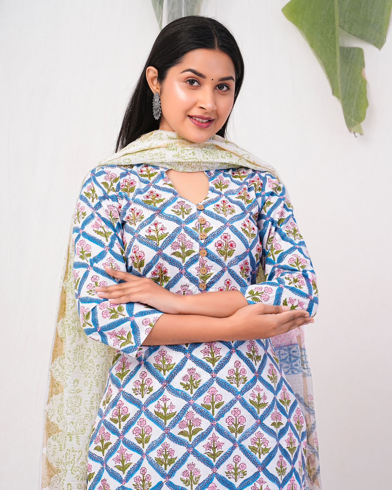 hand block printed kurta set with dupatta