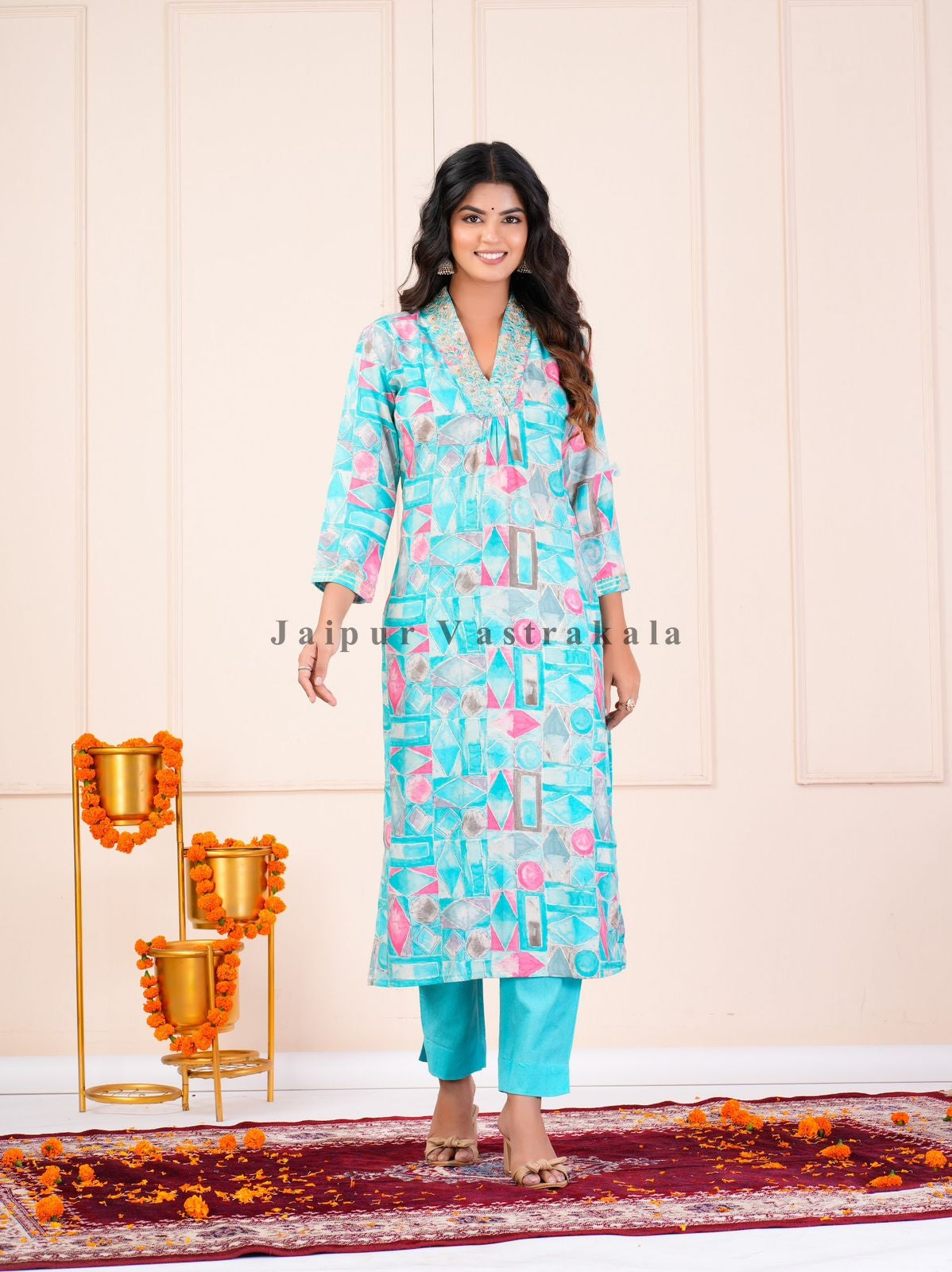 hand block printed kurta set with dupatta