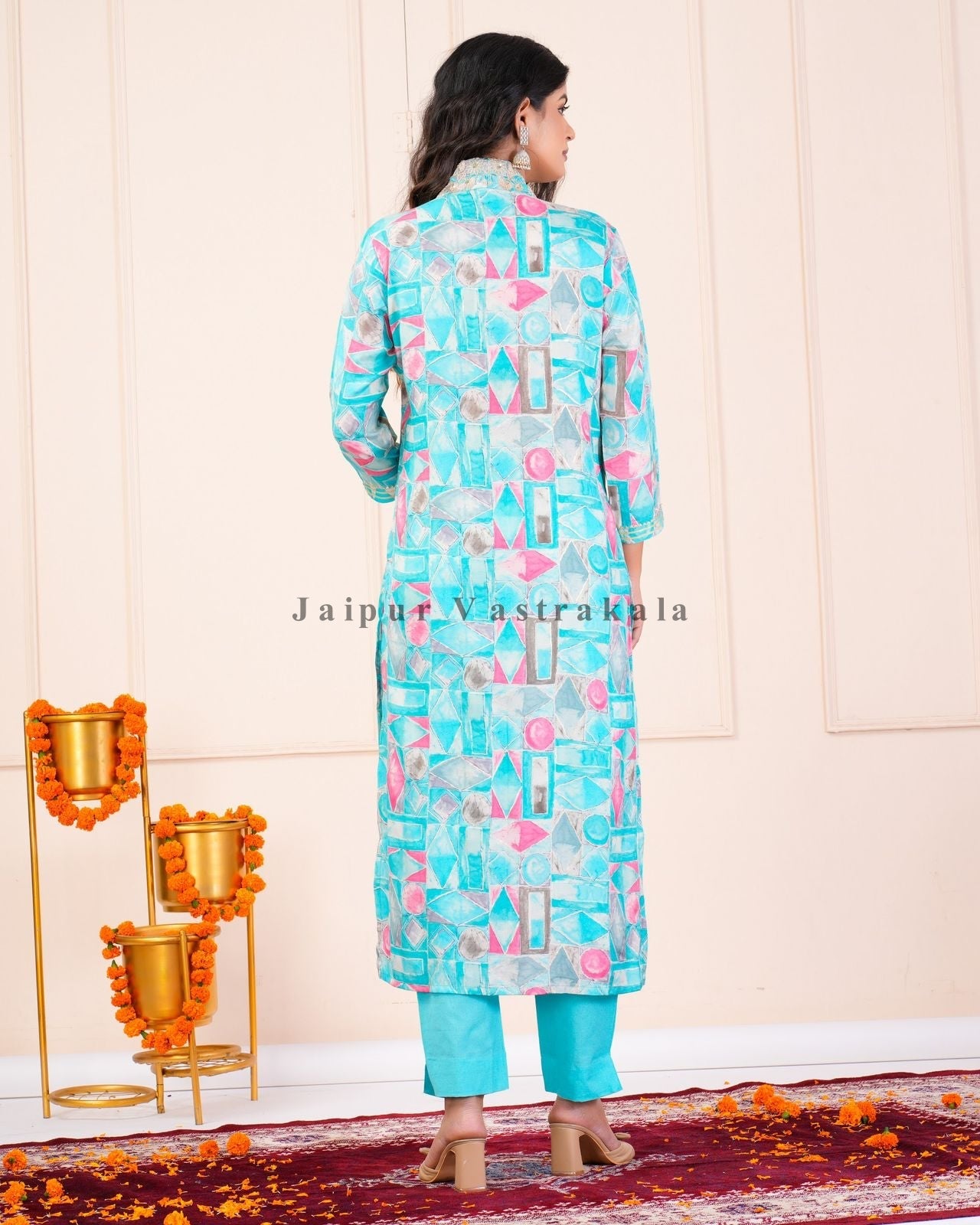 hand block printed kurta set with dupatta