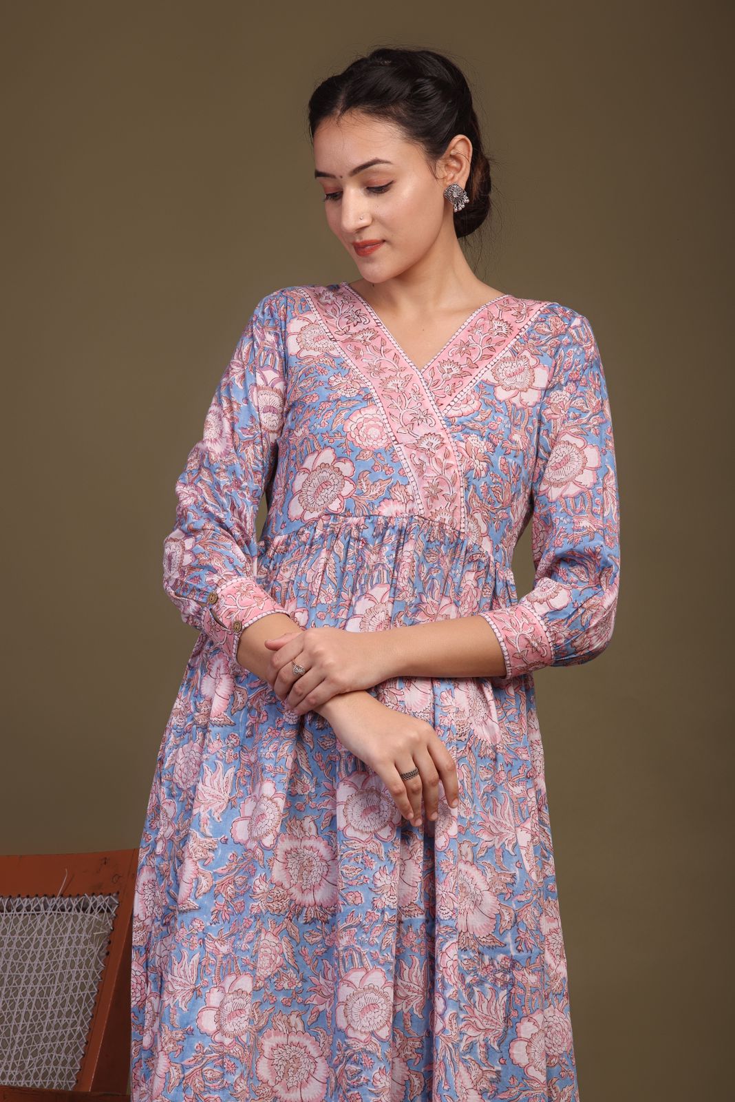 hand block printed kurta set with dupatta