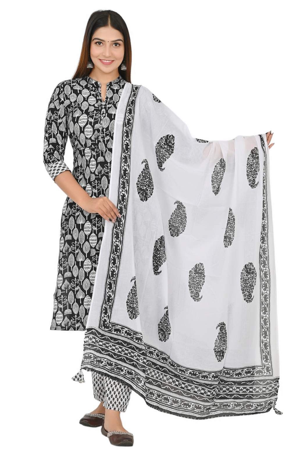 hand block printed kurta set with dupatta