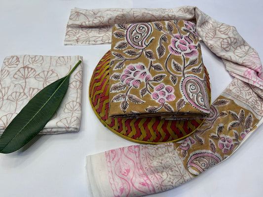 hand block printed cotton dupatta suit